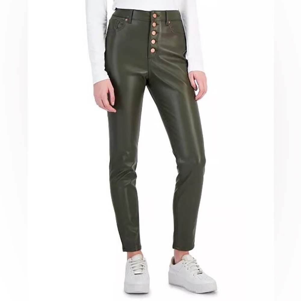 Tinseltown Olive Green Faux Leather High Rise Skinny Pants Size‎ 11